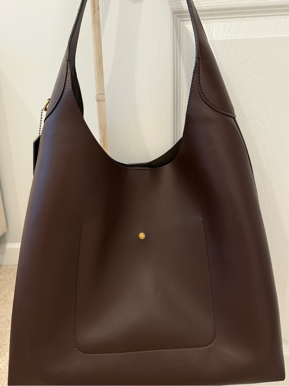 Coach Brooklyn Shoulder Bag 39 / Brass / Maple Dark Brown Leather Hobo - Picture 6 of 10